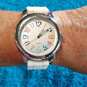 Easy to read colorful watch & white silicone band